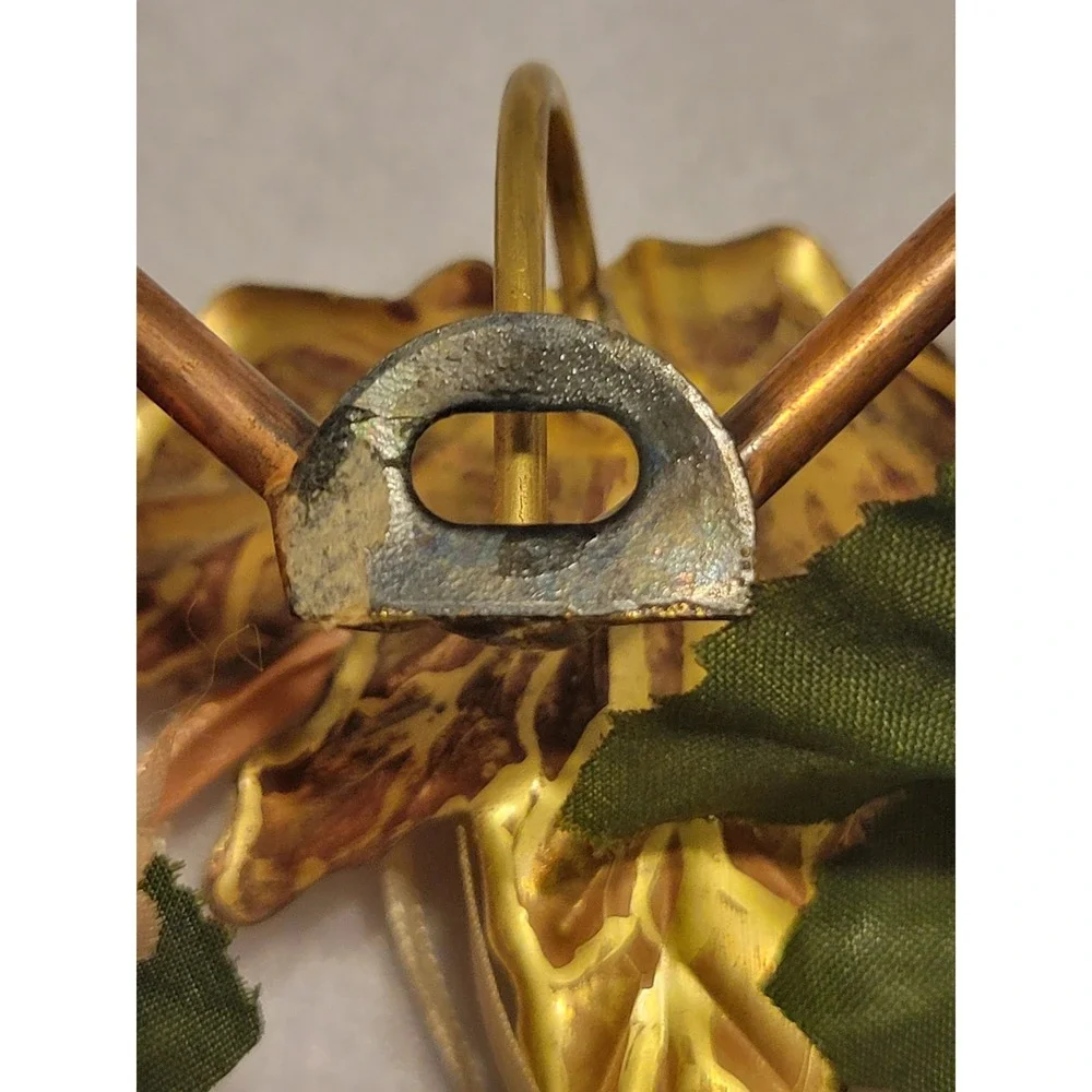 Vtg retro 80s Floral Wreath‎ Unisex OS Peach Gold Shabby Chic Heart Wall Decor